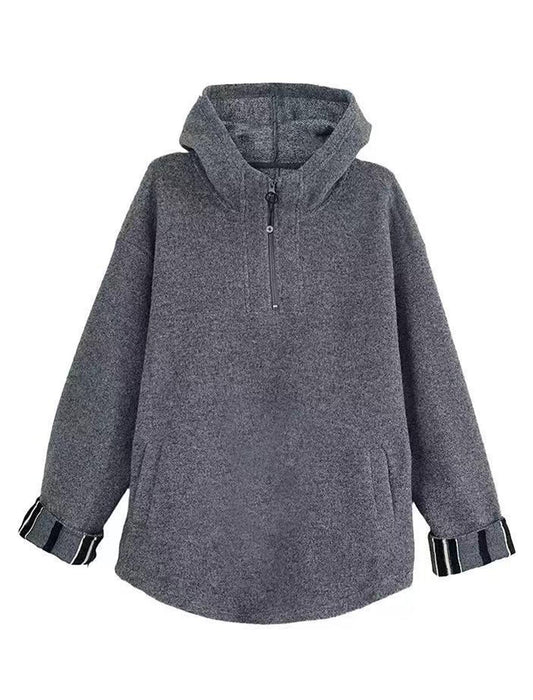 大人可愛い ハーフジップ・フーディーチュニック