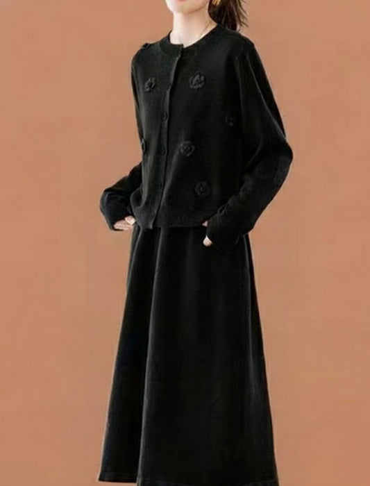 Aラインワンピース＆ショートカーディガンセット