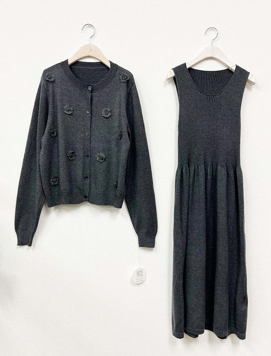 Aラインワンピース＆ショートカーディガンセット