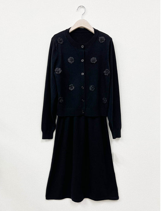 Aラインワンピース＆ショートカーディガンセット