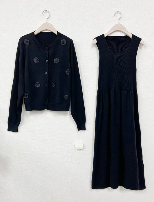 Aラインワンピース＆ショートカーディガンセット