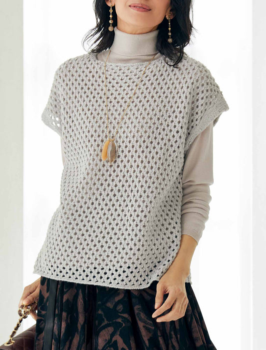 【受注】スパンコール糸使いメッシュ編みベスト