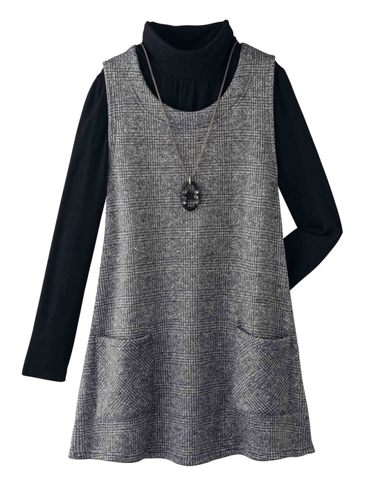 【受注】グレンチェック裏起毛ロングベスト