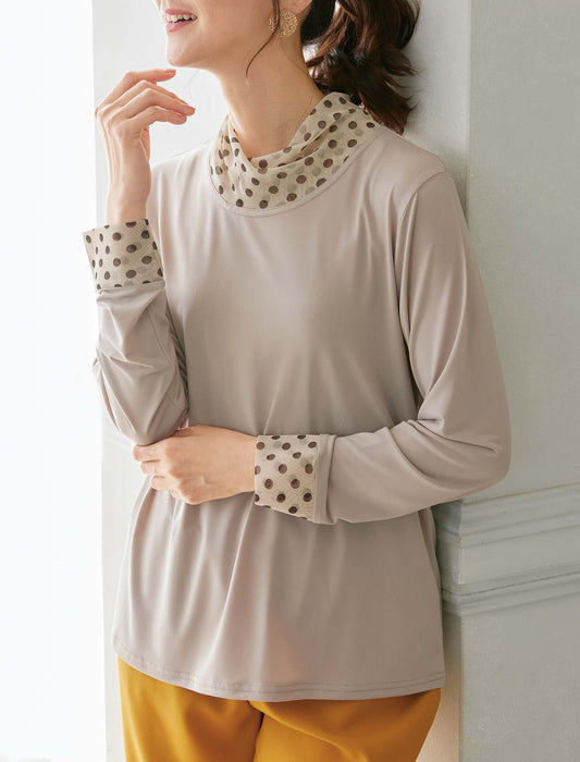 【受注】水玉メッシュ切替プルオーバー2色組