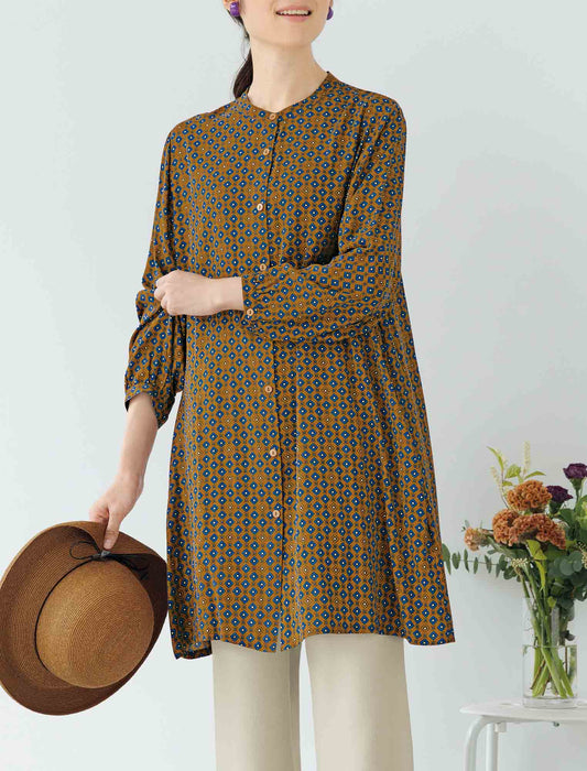 【受注】小紋柄風プリントチュニック