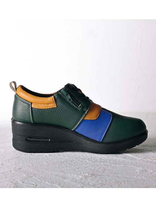 【受注】エアソールゴム紐配色パッチワークウォーキングシューズ