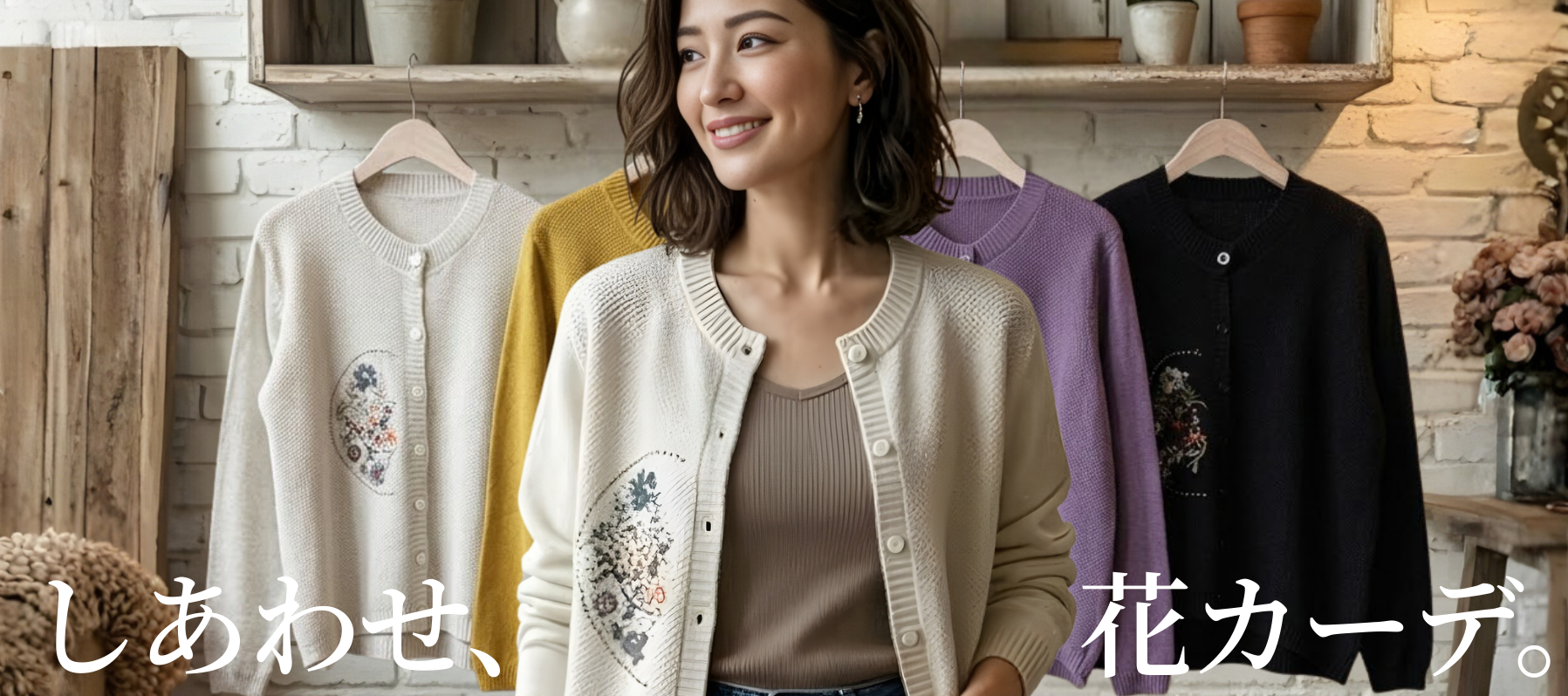 ボタニカル刺繍華やかカーディガン