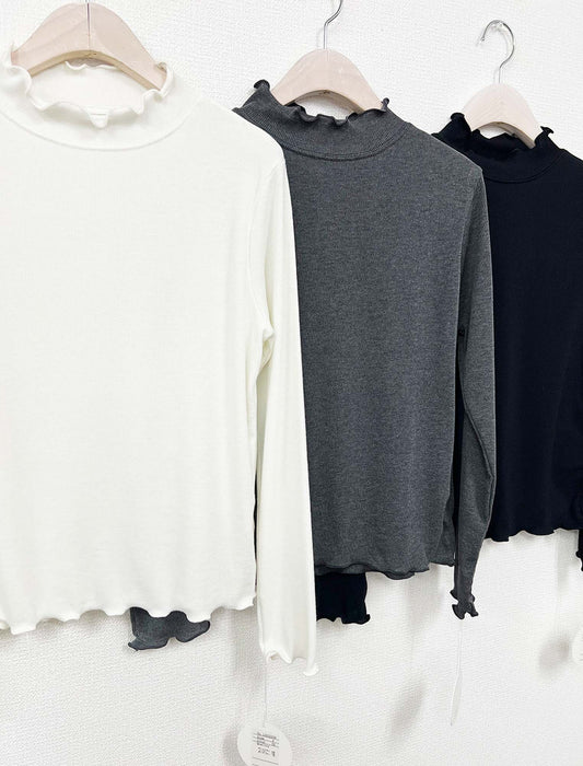 着回し万能大人可愛いメロウフリルハイネックカットソー