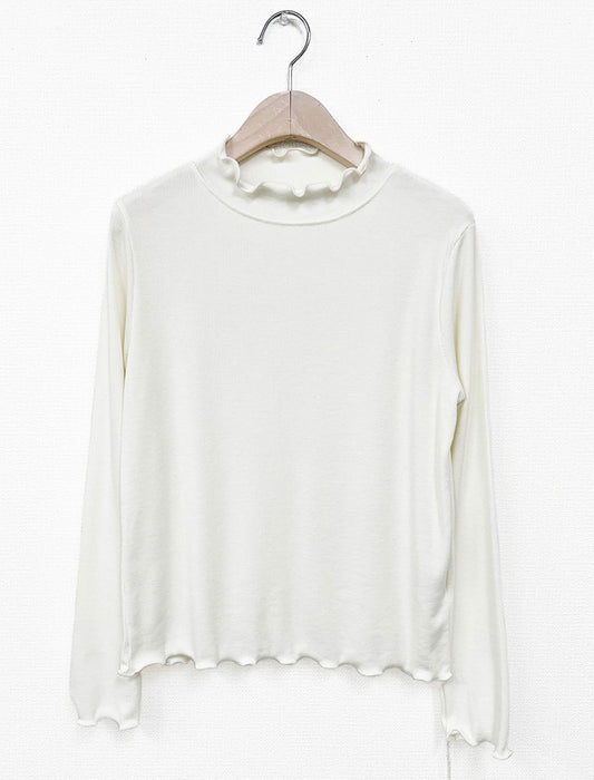 着回し万能大人可愛いメロウフリルハイネックカットソー