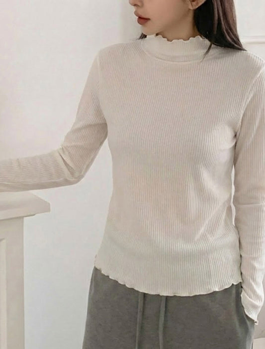 着回し万能大人可愛いメロウフリルハイネックカットソー