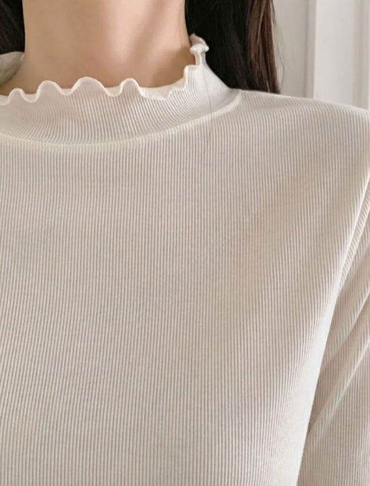 着回し万能大人可愛いメロウフリルハイネックカットソー