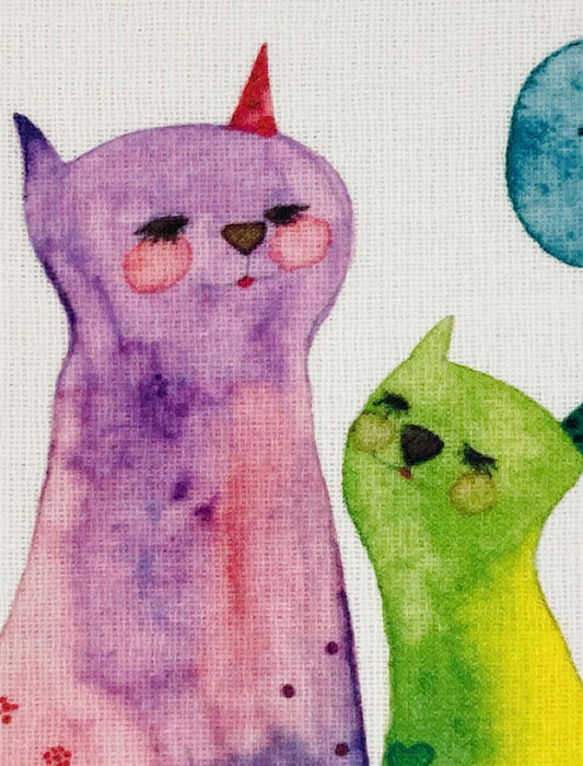 花と親子猫ちゃんハンカチ