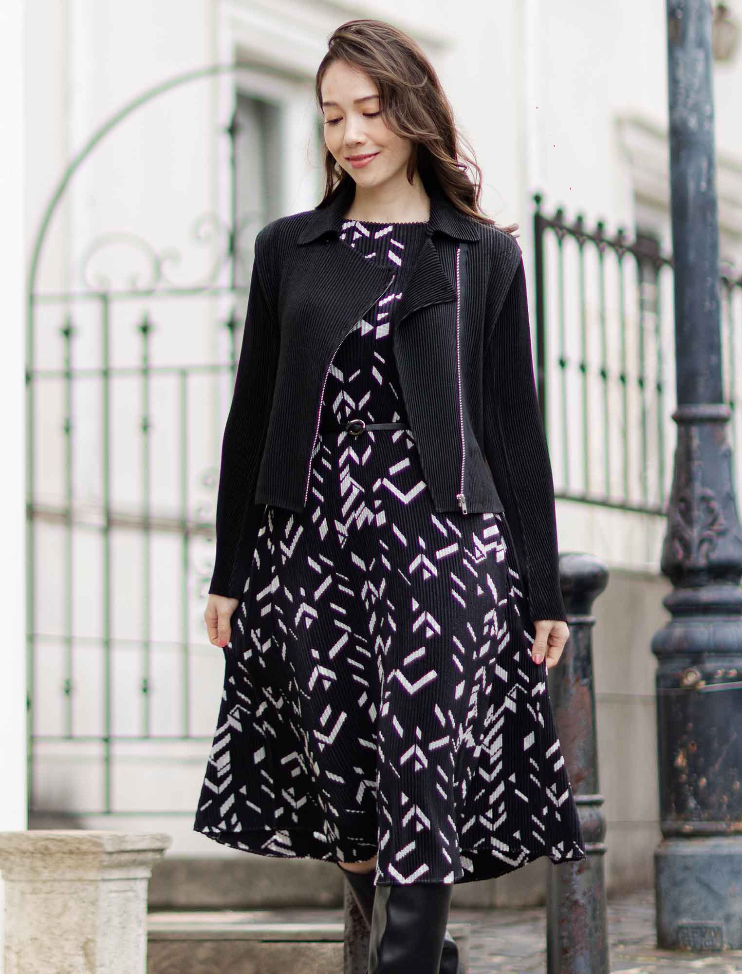 シャトルプリーツ七分袖フレアワンピース | Northmall（ノースモール