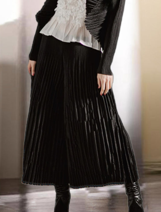 ＜SPECCHIO＞シャトルフェイドアウトプリーツ クロップドワイドパンツ