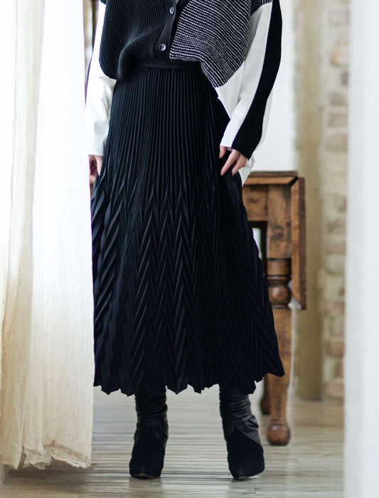 ＜SPECCHIO＞アコーディオンヘリンボーンプリーツスカート