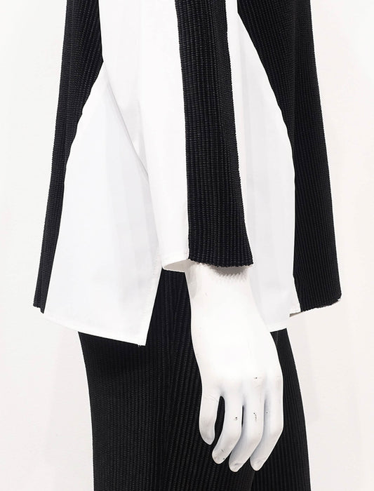 ＜SPECCHIO＞異素材切替デザイン Vネックシャツカーディ