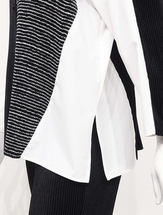 ＜SPECCHIO＞異素材切替デザイン Vネックシャツカーディ