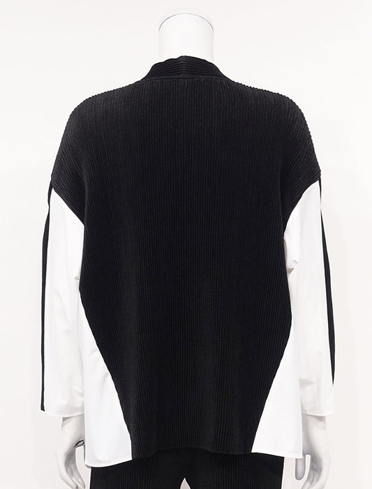 ＜SPECCHIO＞異素材切替デザイン Vネックシャツカーディ