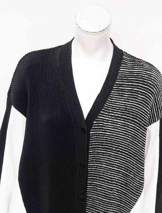 ＜SPECCHIO＞異素材切替デザイン Vネックシャツカーディ
