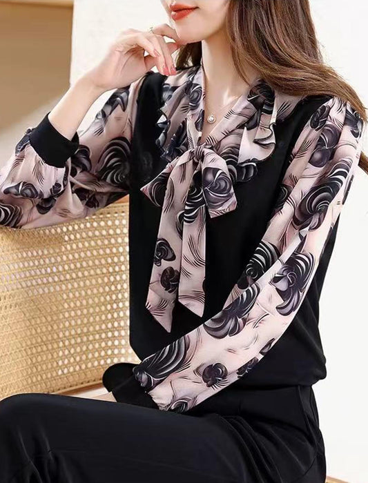 【近日入荷】ボウタイエレガントブラウス　※Mサイズ/XLサイズは3月中旬入荷予定