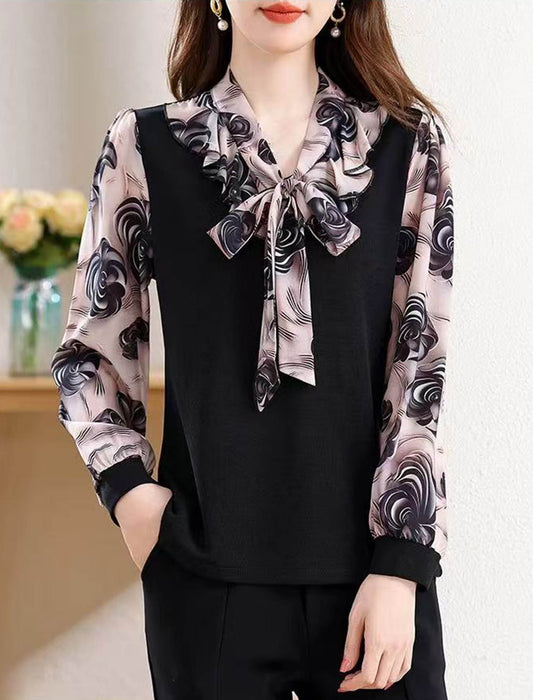 【近日入荷】ボウタイエレガントブラウス　※Mサイズ/XLサイズは3月中旬入荷予定
