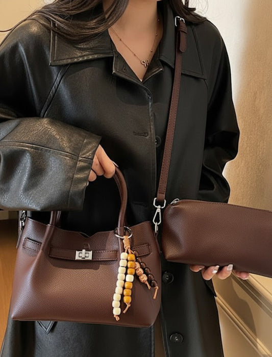 ビーズチャーム付 2wayベルトハンドバッグ