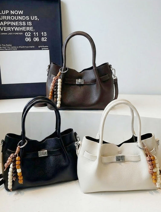 ビーズチャーム付 2wayベルトハンドバッグ