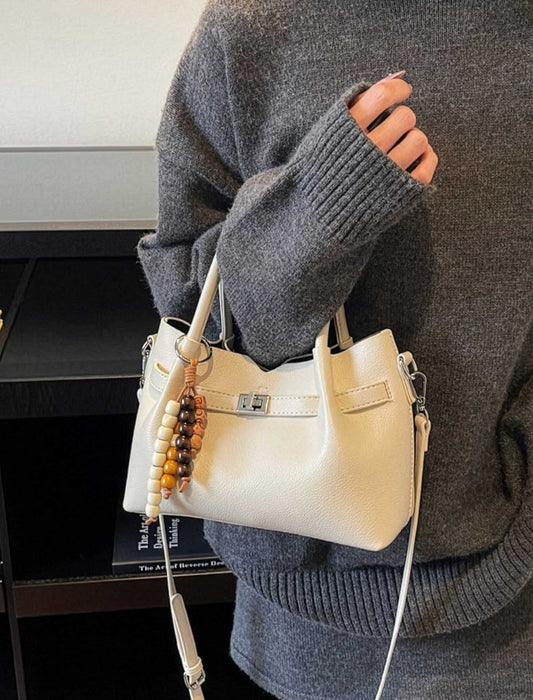 ビーズチャーム付 2wayベルトハンドバッグ