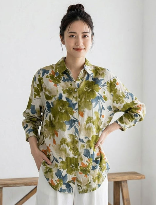 アーティスティックフラワー・ルーズシャツ