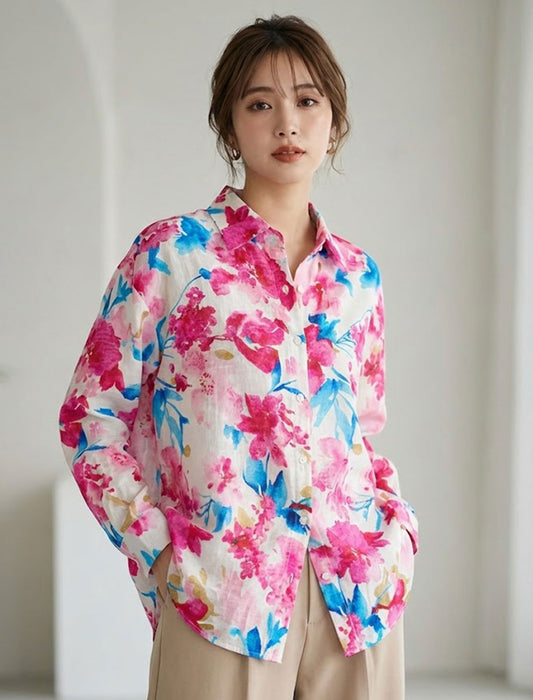 アーティスティックフラワー・ルーズシャツ