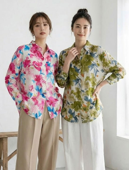 アーティスティックフラワー・ルーズシャツ