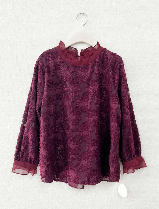 メロウフリル・立体レースジャガードブラウス