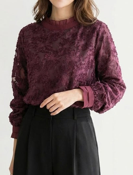メロウフリル・立体レースジャガードブラウス