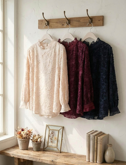 メロウフリル・立体レースジャガードブラウス