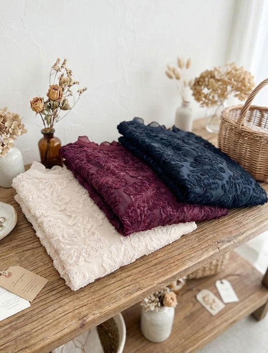 メロウフリル・立体レースジャガードブラウス