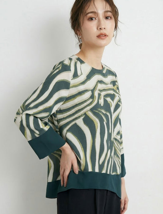 アニマルニュアンス・バイカラーワイドプルオーバー