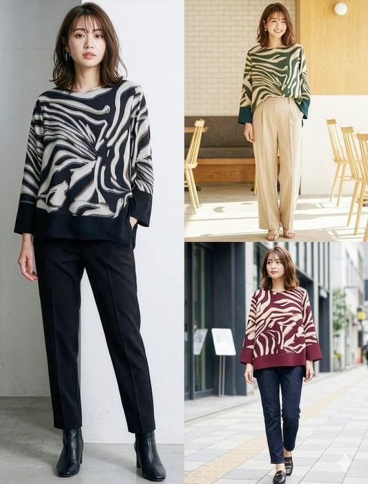 アニマルニュアンス・バイカラーワイドプルオーバー