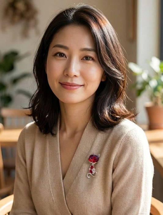 クリスタルキャット・エレガントビジューブローチ