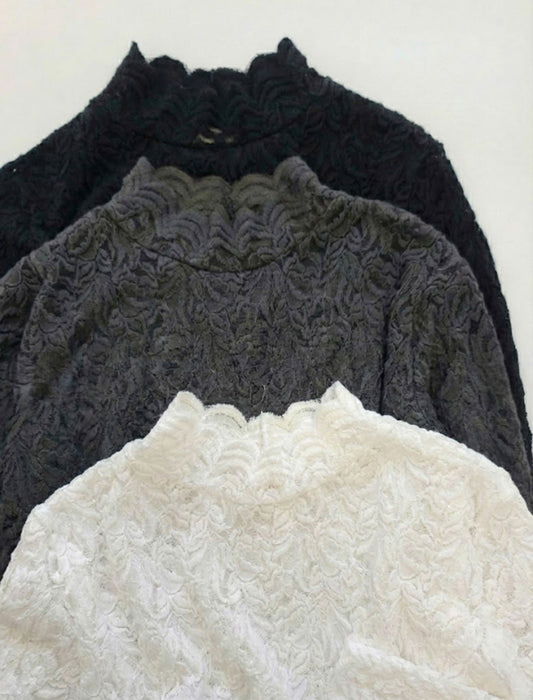 メロウボタニカル・シアーレースハイネックトップス