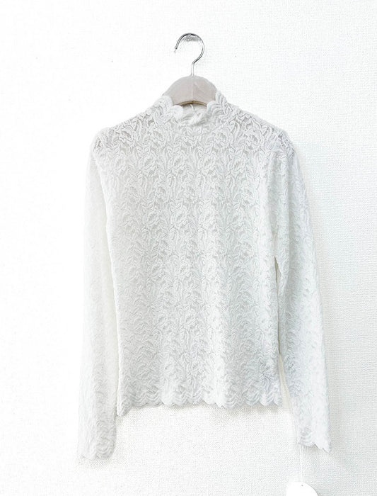 メロウボタニカル・シアーレースハイネックトップス