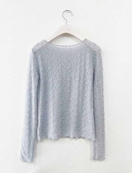 ボートネック・幾何学シアーレースプルオーバー