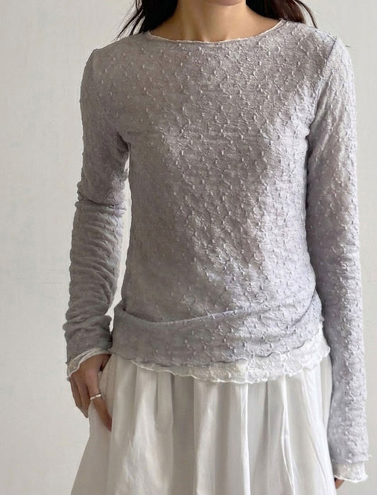 ボートネック・幾何学シアーレースプルオーバー