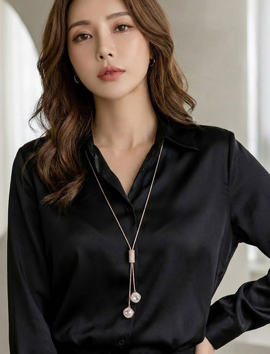 クリスタルモチーフ・ロングY字スライドネックレス