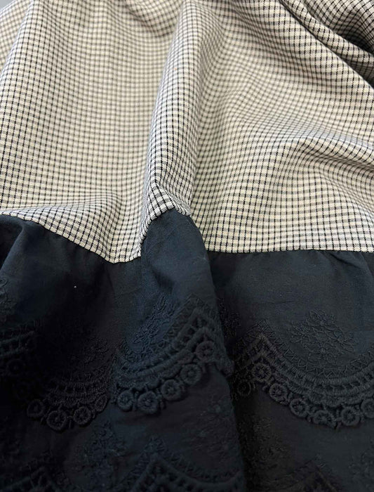 サイドリボン・切替レイヤード風ロングワンピース