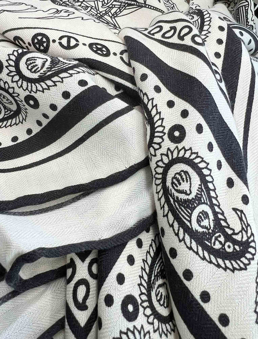 アンティークマップ風・大判シルクタッチストール