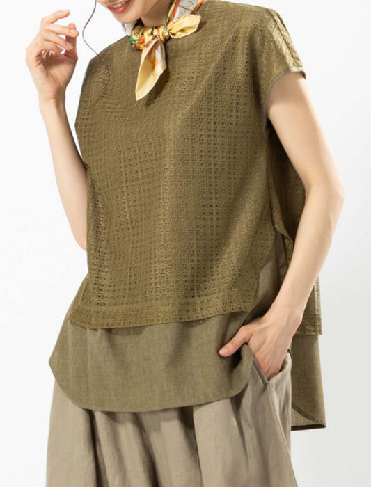 【近日入荷】綿混ローン＆綿混レースレイヤードPO　※ピンクM/L,LL/3L、カーキM/L、ネイビーM/Lは5月中旬入荷予定