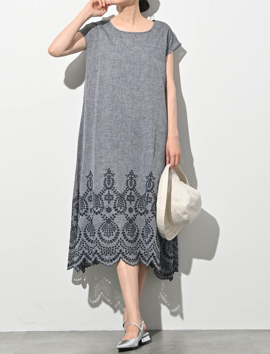 綿麻オリジナル刺繍ワンピース
