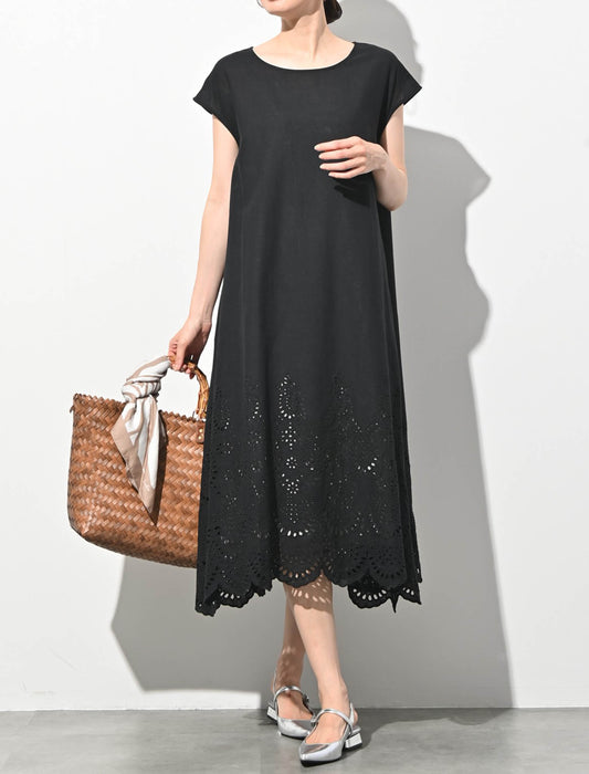 綿麻オリジナル刺繍ワンピース