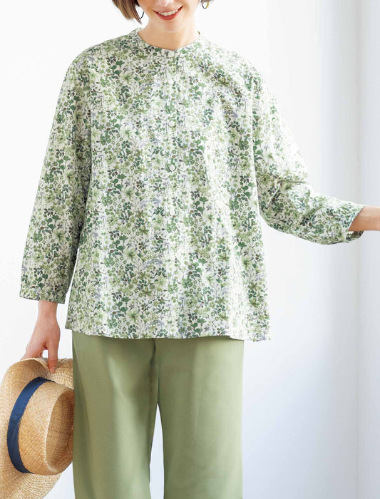 【受注】ボタニカルプリントコットンシャツ