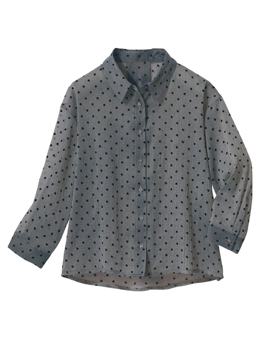 【受注】フロッキードット柄シアーシャツ